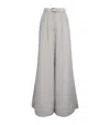 Zimmermann Belted Striped Cotton And Silk-blend Wide-leg Pants In Gray