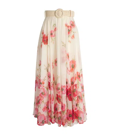 Zimmermann Lightburst Floral Maxi Skirt In Creamredfloral