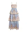 Zimmermann Cotton-silk Tiered Daylight Maxi Dress In Blue