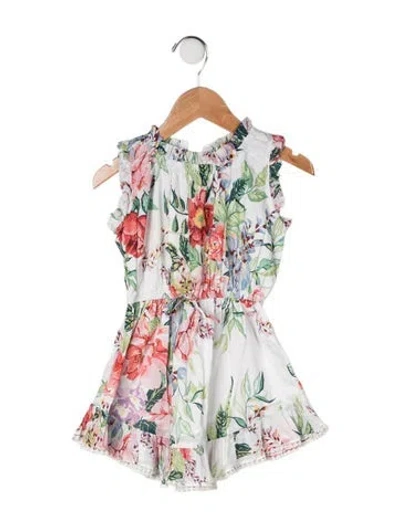 Pre-owned Zimmermann Babies' Cotton Sleeveless All Over Print Dress In Neutral