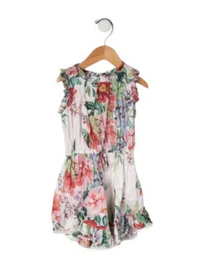 Pre-owned Zimmermann Babies' Cotton Sleeveless Floral Print Dress In Neutrals