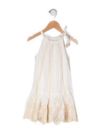 Pre-owned Zimmermann Babies' Cotton Sleeveless Lace Accent Dress In White