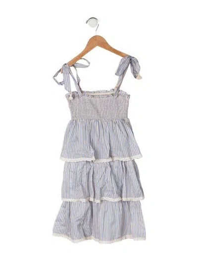 Pre-owned Zimmermann Kids' Cotton Striped Dress In Black/neutrals