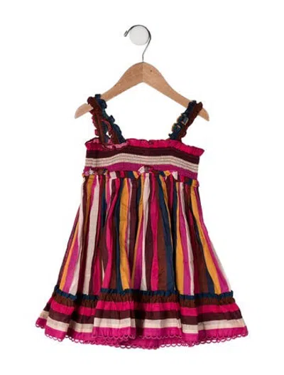 Pre-owned Zimmermann Babies' Cotton Striped Dress In Brown/pink