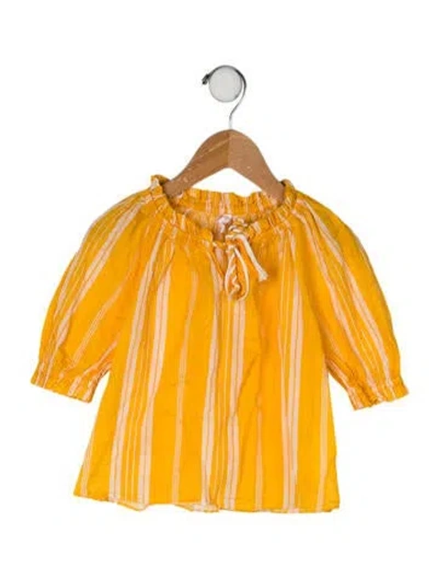 Pre-owned Zimmermann Babies' Cotton Striped Top In Yellow