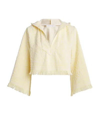 Zimmermann Coco Hooded Cotton Toweling Sweater In Yellow