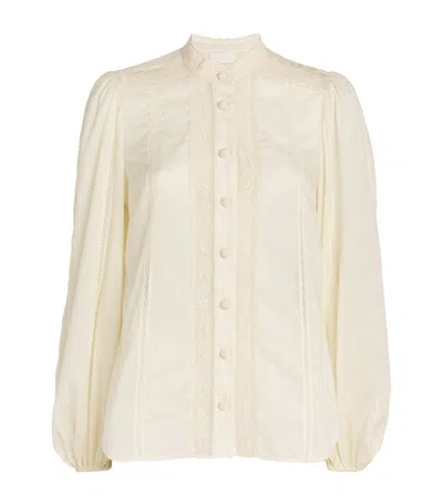 Zimmermann Ottie Embroidered Blouse In Beige
