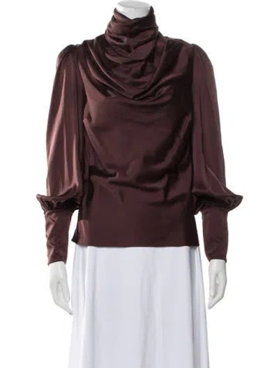 Pre-owned Zimmermann Cowl Neck Long Sleeve Blouse In Multi