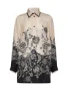 Zimmermann White Floral And Paisley Print Shirt With Contrasting Trim In Multi