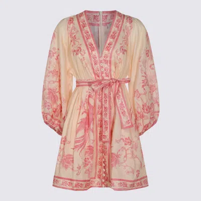 Zimmermann Cream And Pink Linen Dress