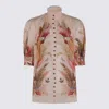 Zimmermann Ascension Embellished Shirred Floral-print Ramie Blouse