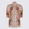 Zimmermann Cream And Pink Linen Top In Multi