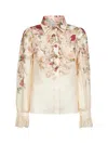 Zimmermann Cream Cascade Print Hypnotic Tux Shirt In Animal Print