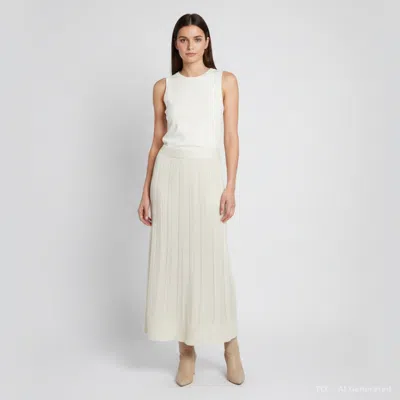 Pre-owned Zimmermann Cream Crochet Knit Wonderland Midi Skirt L In White