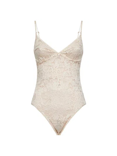 Zimmermann Cream Lace Sleeveless Bodysuit In Neutral
