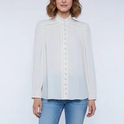 Pre-owned Zimmermann Cream Linen And Plisse Long Sleeve Blouse M In White