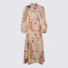 Zimmermann Womens Cream Palm Floral Ascension Plunge Linen Midi Dress In Multi