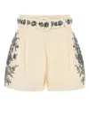 Zimmermann High Waist Floral Embroidery Belted Shorts