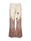 Zimmermann Cream Paisley Linen Rhiannon Flared Trousers