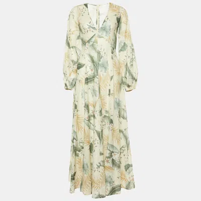 Pre-owned Zimmermann Cream Printed Cotton Maxi Dress S