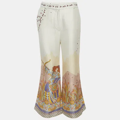 Zimmermann Cream Printed Silk Crepe De Chine Kick-flare Pants In Multi