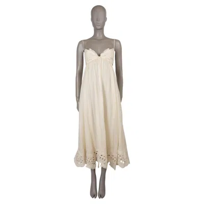 Pre-owned Zimmermann Cream Ramie 2025 Coco Embroiedred Lace Maxi Dress 0 Xs In White