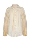 Zimmermann Cream Ramie Coco Embroidered Blouse In Neutral