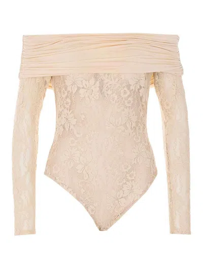 Zimmermann Cream Rebellion Drape Bodysuit In Pink