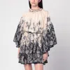 Zimmermann Womens Rhiannon Lantern Silk Mini Dress Cream Black Floral