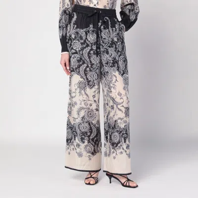 Zimmermann Cream Rhiannon Trousers With Fantasy Print Women In Black