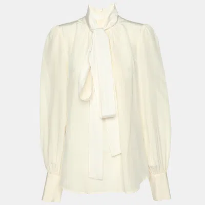 Pre-owned Zimmermann Cream Silk Neck Top M