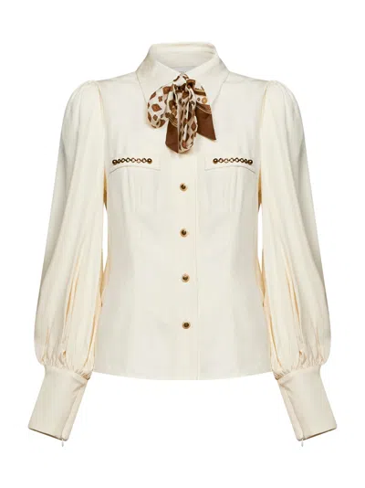 Zimmermann Cream Viscose Utility Blouse With Bow
