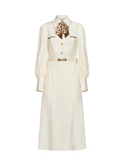 Zimmermann Cream Viscose Utility Midi Belted Shirt Dress