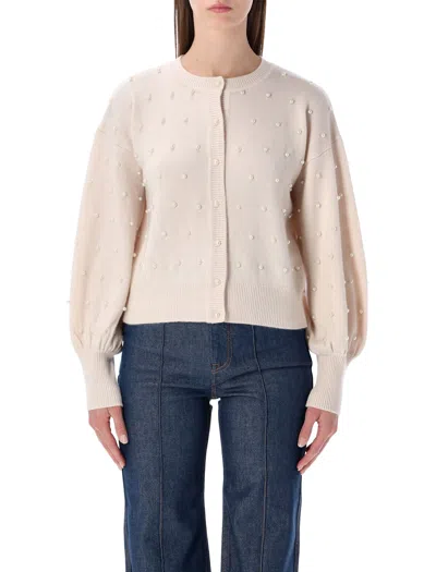 ZIMMERMANN ZIMMERMANN CREAM WOOL BEADED CARDIGAN