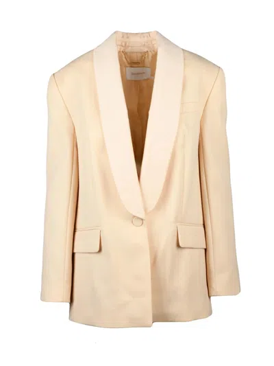Zimmermann Cream Wool-blend Fitted Jacket In Multi
