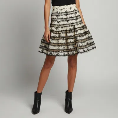 Pre-owned Zimmermann Cream/black Lace Embroidered Master Picot Bell Skirt S