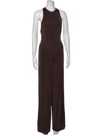 Pre-owned Zimmermann Crew Neck Jumpsuit In Burgundy