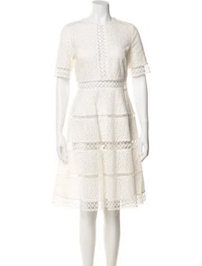 Pre-owned Zimmermann Crew Neck Knee-length Dress In White