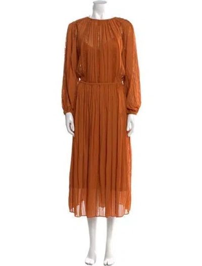 Pre-owned Zimmermann Crew Neck Long Dress In Brown