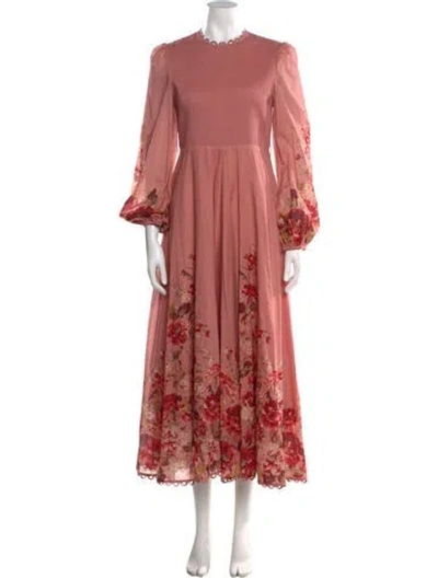 Pre-owned Zimmermann Crew Neck Long Dress In Pink