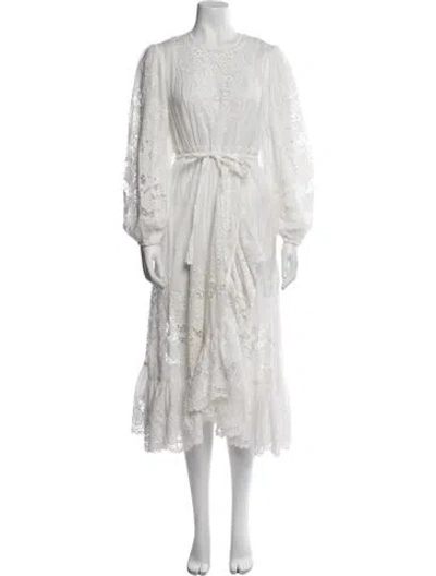 Pre-owned Zimmermann Crew Neck Long Dress In White