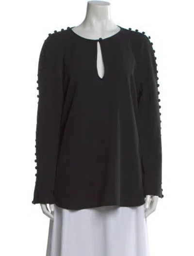 Pre-owned Zimmermann Crew Neck Long Sleeve Blouse In Black