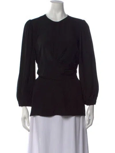 Pre-owned Zimmermann Crew Neck Long Sleeve Blouse In Black