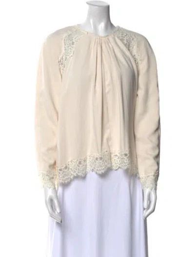 Pre-owned Zimmermann Crew Neck Long Sleeve Blouse In Neutral