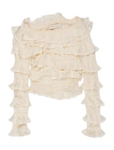 Pre-owned Zimmermann Crew Neck Long Sleeve Blouse In Neutral