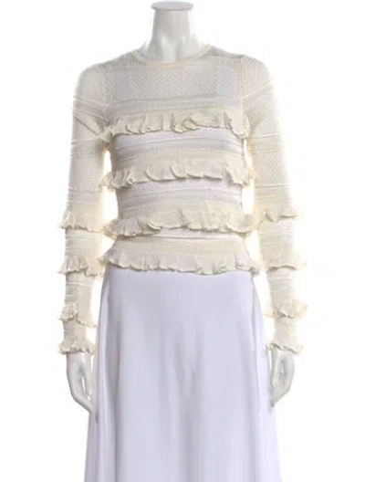Pre-owned Zimmermann Crew Neck Long Sleeve Blouse In Neutral