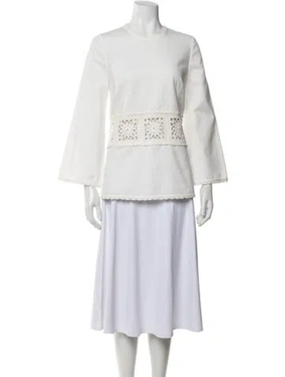 Pre-owned Zimmermann Crew Neck Long Sleeve Blouse W/ Tags In White