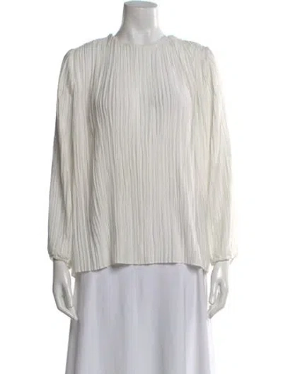 Pre-owned Zimmermann Crew Neck Long Sleeve Blouse In White