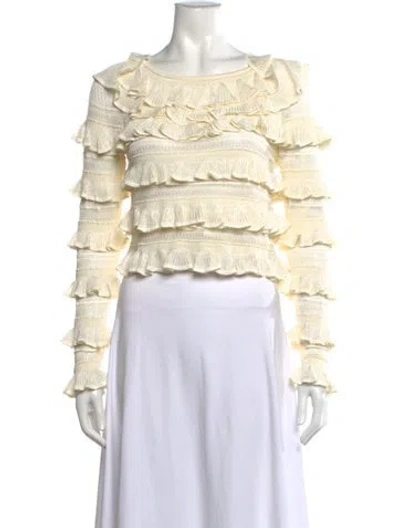 Pre-owned Zimmermann Crew Neck Long Sleeve Top In Neutral