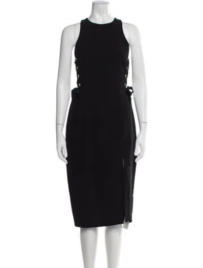 Pre-owned Zimmermann Crew Neck Midi Length Dress In Black